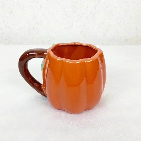 3D Large Orange Pumpkin Coffee Mug 16.5 Oz Fall Harvest Thanksgiving Farmhouse - Picture 3 of 6